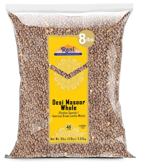 Rani Desi Masoor (Masur) Whole 128oz (8lbs) 3.63kg (aka. Pardina Spanish/American Brown