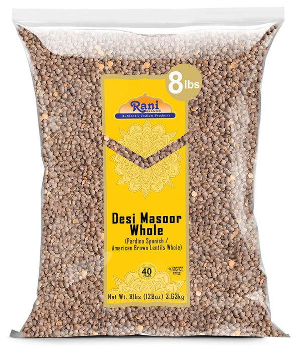 Rani Desi Masoor (Masur) Whole 128oz (8lbs) 3.63kg (aka. Pardina Spanish/American Brown
