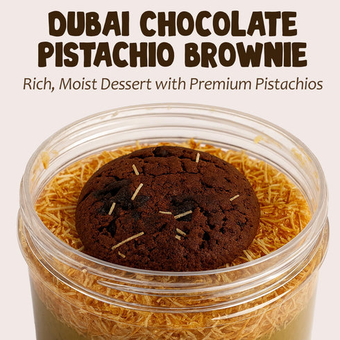 14.1 oz Dubai Chocolate Pistachio Brownie Cake | Rich, Moist Dessert with Premium Pistachios | Handmade Luxury Gift
