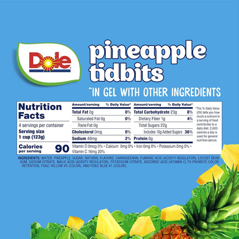 4oz 24 Dole Fruit Bowls Pineapple in Lime Flavored Gel Snacks, Total Cups, Gluten & Dairy Free, Bulk Lunch Snacks