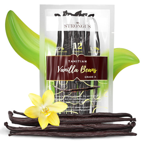 12 Large Tahitian Vanilla Beans - Vacuum Sealed Grade A Vanilla Pods