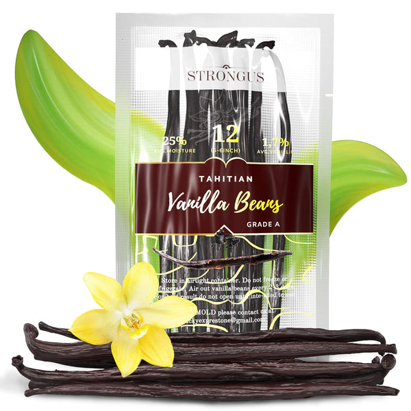 12 Large Tahitian Vanilla Beans - Vacuum Sealed Grade A Vanilla Pods