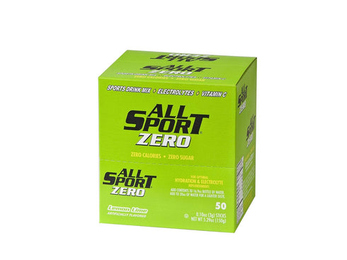 50 All Sport Powder Hydration Sticks, Zero Calorie, Performance Electrolyte Drink Mix, Sugar Free, Lemon-Lime, Ct box