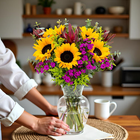 Stargazer Barn Wildflower Bouquet with Vase Mothers Day Flowers for Mom Fresh Flower Delivery, Farm Fresh, Hand-Tied