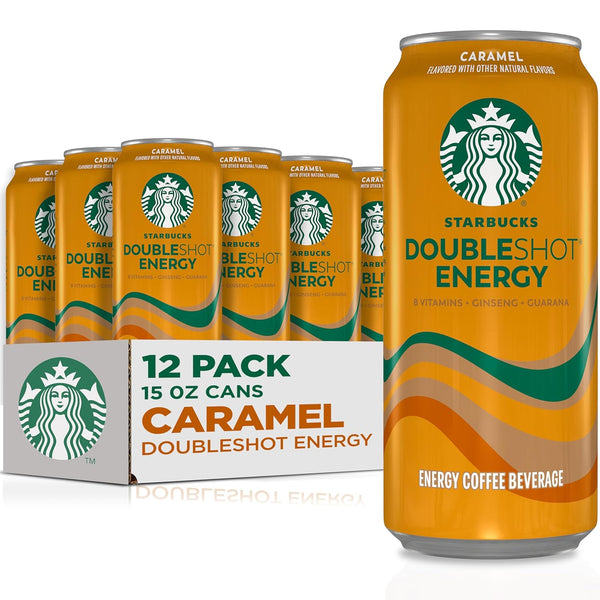 Starbucks Doubleshot Energy Drink Coffee Beverage, Caramel, Iced Coffee, 15 fl oz