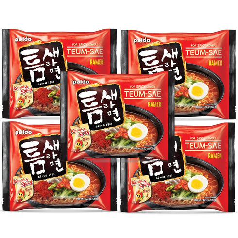 4.23oz (Pack 5) Paldo Fun & Yum Teumsae Hot and Spicy Ramen Korean Instant Noodle
