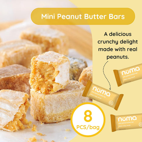 3 8 Numa Foods Mini Peanut Butter Bars Vegan, Low Sugar, High Protein, All Natural, Gluten Free Crunchy Plant Based