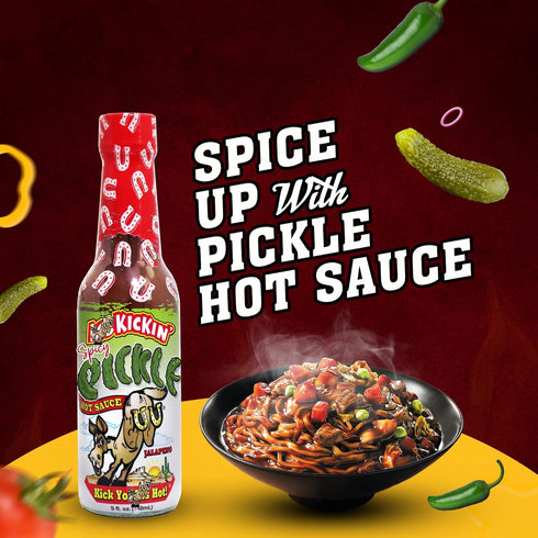 KICKIN' Spicy Pickle Hot Sauce - 5 oz - Premium Gourmet Jalapeno for Wings and Burgers
