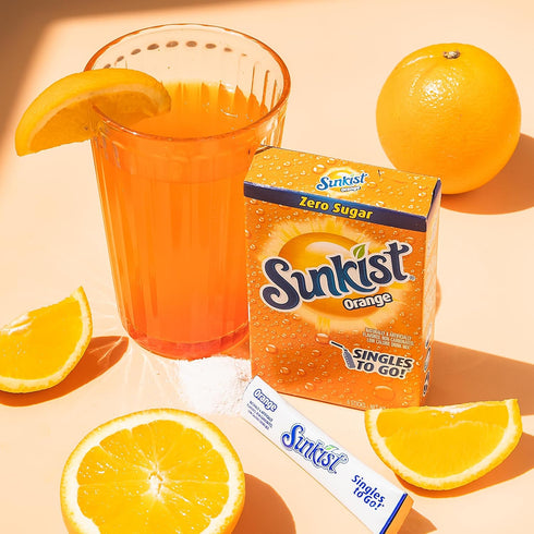12 6 Packets 72 Sunkist Soda Orange Singles To Go Drink Mix, Boxes with Each - Total Servings