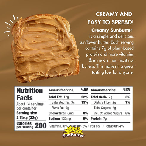 16 (Pack 6) Packaging SunButter Creamy Sunflower Seed Butter, Ounce of - May Vary