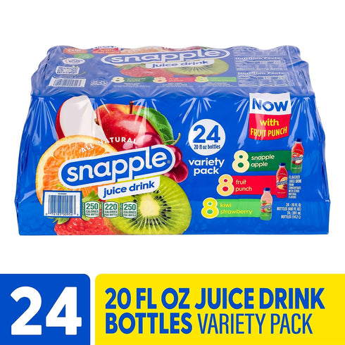Pack, 20 oz., 24/Pack (26001) Snapple Juice Drink Variety
