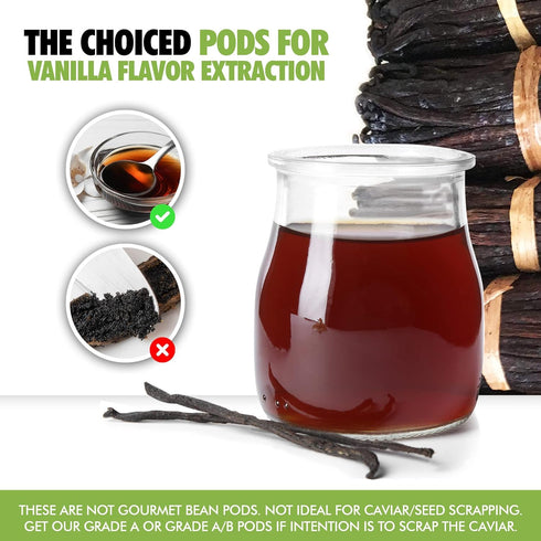 50 5"-7" Madagascar Organic Vanilla Beans Grade B. Certified USDA Organic. by FITNCLEAN VANILLA for extract, Cooking