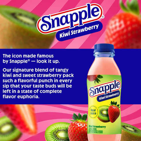 16 oz 6 pack Snapple Kiwi Strawberry Juice Drink, fl recycled plastic bottle