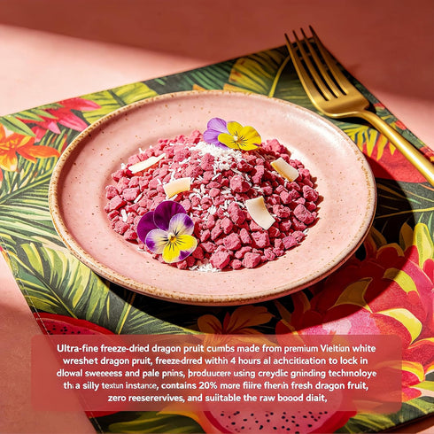 H2ONDBQF 9.5oz 1-Ingredient, Freeze Dried Dragon Fruit Cubes, Crispy & Light Red Pitaya Snacks, for Smoothie Bowls