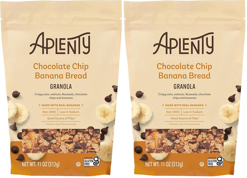 Aplenty Amazon Brand, Chocolate Chip Banana Bread Granola, 11 Oz (Pack of 2)
