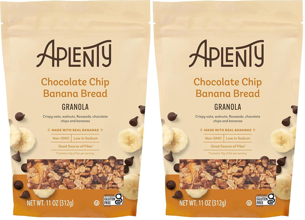 Aplenty Amazon Brand, Chocolate Chip Banana Bread Granola, 11 Oz (Pack of 2)