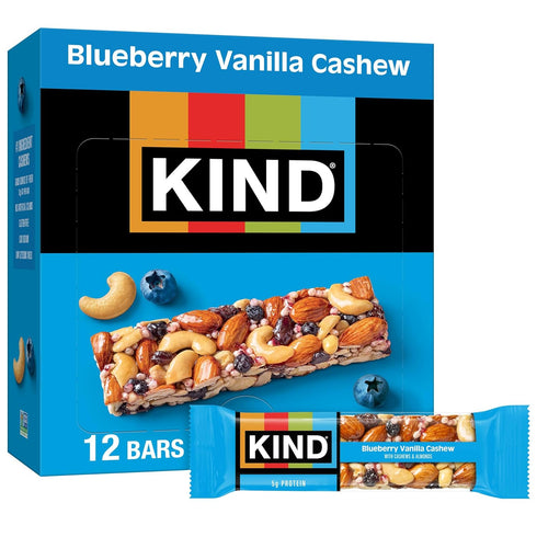 KIND Healthy Snacks Bars, Blueberry Vanilla Cashew, Gluten Free, 5g Protein, 12