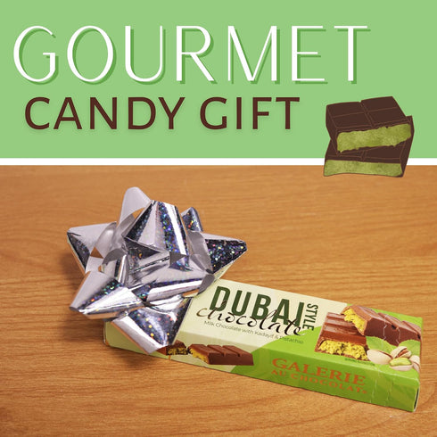 2.47 (Pack 2) Dubai Style Candy Bar, Milk Chocolate with Pistachio and Kadayif Filling, Easter Basket Stuffers, Ounces