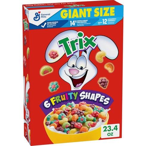 Trix Breakfast Cereal, 6 Fruity Shapes, Made with Whole Grain, Giant Size,