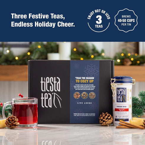 Set, 3 Pack, Tiesta Tea - Holiday Loose Leaf Tea Gift High to Non-Caffeinated Holiday Blends, Tins of Hot & Iced Brews