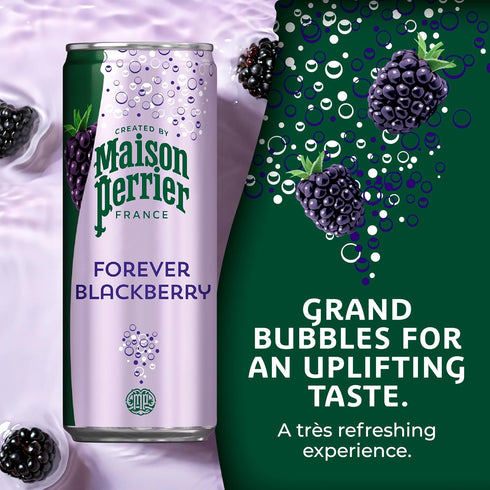 11.15 Oz 8 Count, 3 Pack Maison Perrier Forever Blackberry Flavored Sparkling Water, Fl Cans