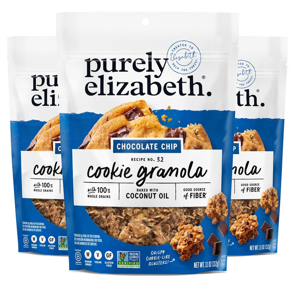 Purely Elizabeth, Cookie Granola, Chocolate Chip, 11oz Bag (3 Pack)
