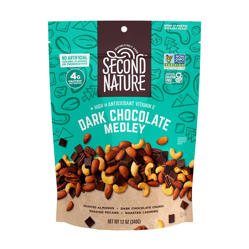 Second Nature Dark Chocolate Medley Trail Mix, 12 oz. Resealable Pouch (Pack