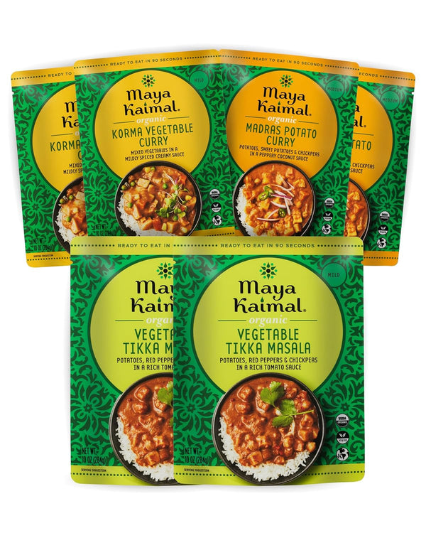 Maya Kaimal Organic Indian Vegetable Curry Variety | Microwaveable, Ready to Eat,