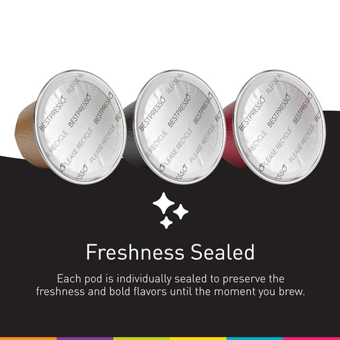 120 Pack Bestpresso Coffee for Nespresso Original Machine Aluminum pods Certified Genuine Espresso Variety mix Flavored