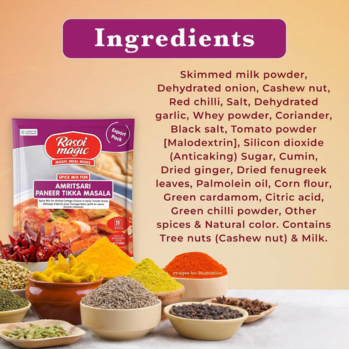 (Pack 3) 15 50g Packet Rasoi Magic Spice Mix for Amritsari Paneer Tikka of | Ready to cook | No Added Preservatives, No