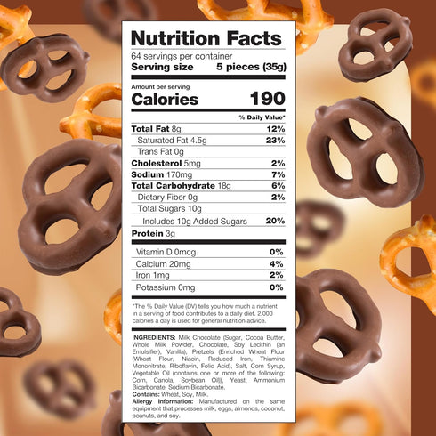 5 Pack Milk Chocolate Pretzels - Pound Bulk - Chocolate-Covered Pretzels for Office Bowls, Snacking, and Gifting