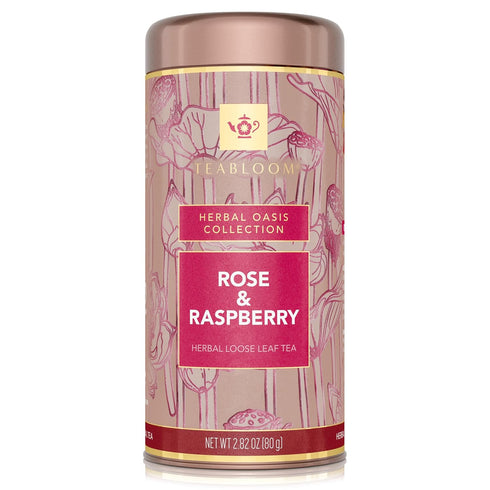 3550 Teabloom Rose and Raspberry Loose Leaf Herbal Tea with Rose Petals & Berries | Floral Fruit Caffeine-Free Blend |