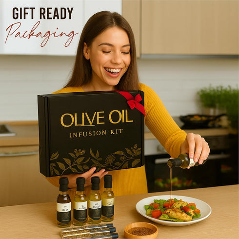 Set Pack 4 3 Set 8 Infused Olive Oil Gift Variety - Flavored Olive Oil Extra Virgin, Spice Flavorful Infusion Blends