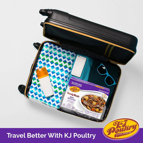 (4 Pack KJ Poultry Kosher for Passover Gluten Free Meals, Matzo Ball Chicken Soup + Beef Goulash + Roast Chicken +