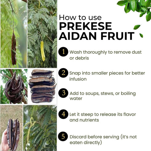 Herb To Body Organic Prekese Aidan Fruit - 5 Whole Pods, Tetrapleura Tetraptera, African Dried Herbs for Tea and