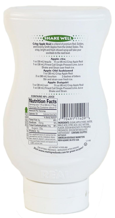 16.9 OZ (Pack 1) Crisp Apple Rel, Apple Puree Infused Syrup, FL Squeezable Bottle