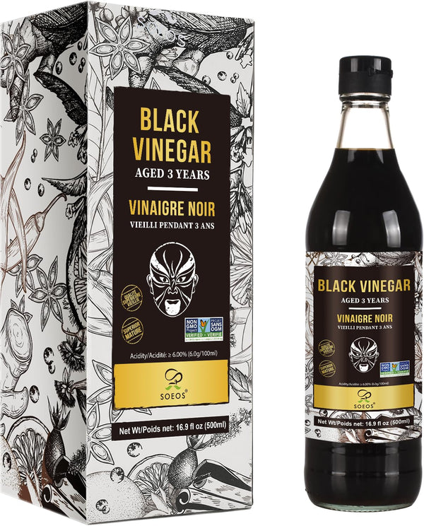 Soeos Chinkiang Vinegar 16.9 fl oz (500ml), 3 Years Aged, Naturally Fermented,