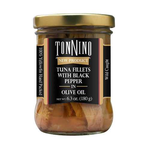 Pack 6, Pack 6 Tonnino Yellowfin Tuna Fish of Black Pepper in Olive Oil of Alternative to Salmon Protein Snacks Ready