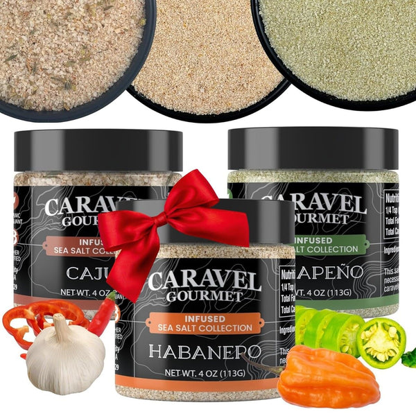 Spicy Sea Salt Gift Pack 3-Flavor Spicy Cooking Salts Bundle, 4 oz
