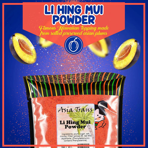 (16 oz) Asia Trans Li Hing Mui Crack Seed Plum Powder - Hawaiian Favorite - Sweet, Sour, & Salty Dried Asian Umeboshi