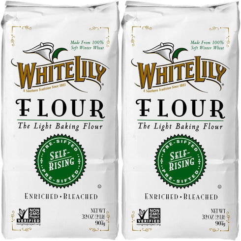 White Lily Self-Rising, Enriched Bleached Flour, 2 lb Bag (Pack of 2)