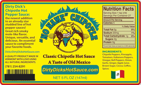 5 Oz (Pack 1) Dirty Dicks No Name Chipotle Hot Sauce, Fl - Smoky Mole-Style Flavor with a Spicy Kick