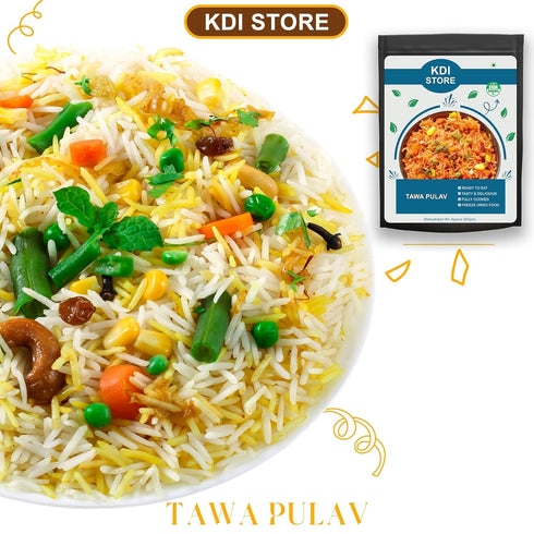 Store 80g KDI Tawa Pulav, USDA Organic Freeze Dried Ready to Eat Indian Rice with Mixed Vegetables