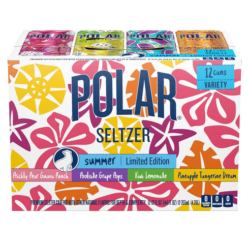 Summer Pack, 12 oz 12 pack Polar Seltzer Limited Edition Sparkling Water, Variety fl cans