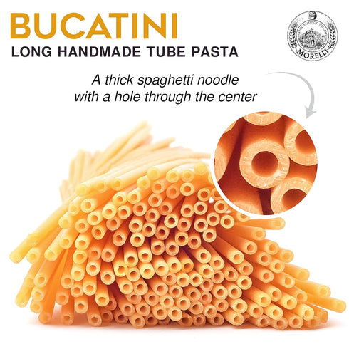 17.6 oz (500 Pack 1 Morelli Bucatini Pasta Noodles - Premium Organic Italian Pasta from Italy - Handcrafted, Family