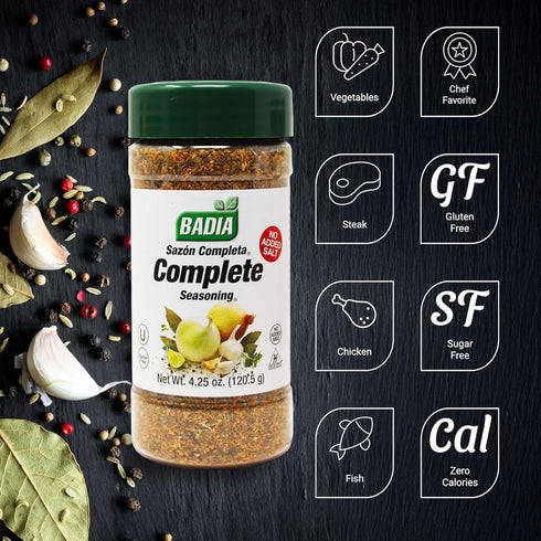 4.25 oz Badia Complete Seasoning Salt-Free, All-Purpose Spice Blend of Garlic, Onion, Pepper, Herbs & Spices - Savory