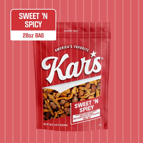 28 oz (Pack 1), Kars Nuts Sweet 'N Spicy Trail Mix, Resealable Pouch of Gluten-Free Snack Mix