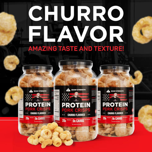 8Oz) Ol' Uncle Porkers Shaw Strength Protein Pork Rinds (Churro, Developed for Worlds Strongest Man Brian Shaw