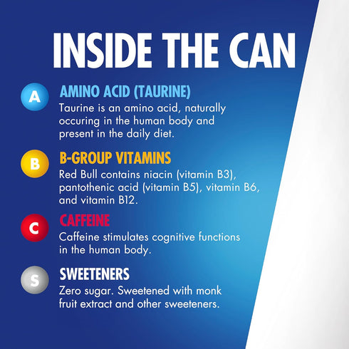 12 oz., 114mg Pack 4 Red Bull Zero Energy Drink, fl. with Caffeine, Taurine & B Vitamins, of cans