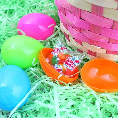 (100) Prefilled Easter Eggs with Jelly Beans, Basket Stuffer, Seasonal Candy Game Supplies